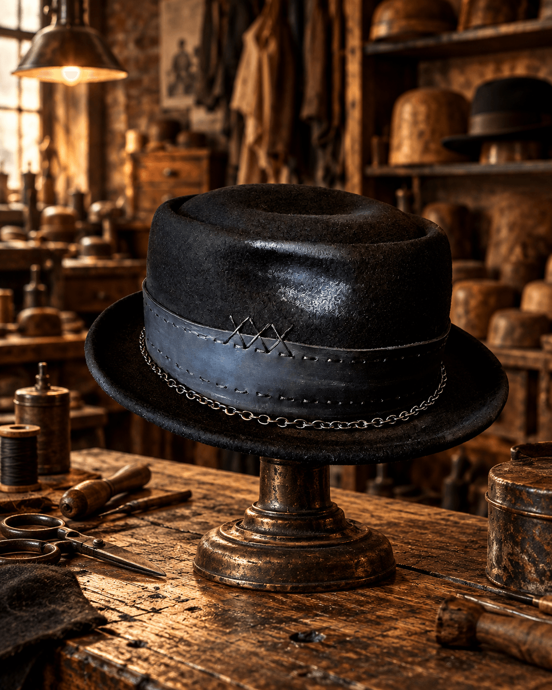 Pork Pie Skull Black — Belikov Hats