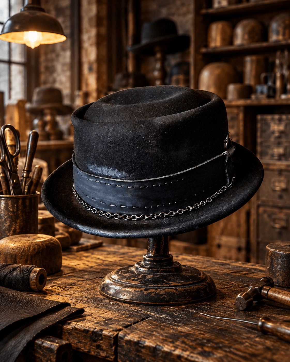 Pork Pie Skull Black — Belikov Hats